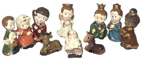 be4To© Kinder-KRIPPE KRIPPENFIGUREN-Set Miniatur BABYSTYLE 10 teilig FEINE KUNSTSTEINFIGUREN HANDBEMALT KUNSTHANDWERK