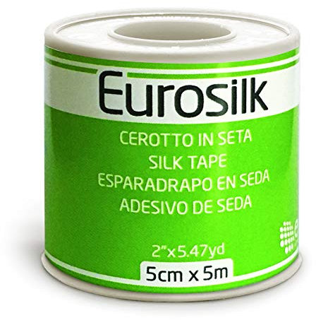 Eurosilk (mt 5 x cm 5) Cerotto su rocchetto in seta con adesivo ipoallergenico ideale per pelli delicate