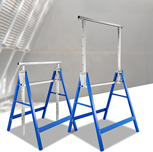 Tubiaz 2 cavalletti pieghevoli, regolabili in altezza in 7 posizioni, 81-130 cm, per lavoro