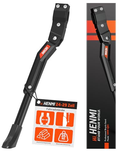 HENMI Fahrradständer 24-29 Zoll, Höhenverstellbar, rutschfest Seitenständer. Stabil Fahrradständer für Mountainbike, Trekkingrad, Cityrad, Pendlerfahrräder.
