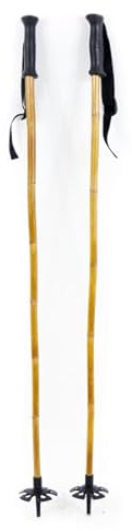 Booyah! Bamboo Downhill Ski Poles 110cm – Alpine Ski Poles for Men & Women – Lightweight Wooden Ski Poles with Black Grip, Strap & Basket – Backcountry Skiing Gear for Winter Performance