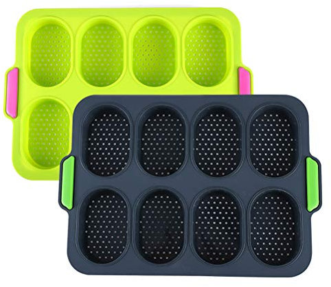 Mini Baguette Baking Tray, Safe Silicone Mini Bread Baking Tray Flexible Small Holes for Ovens (Dark Grey)