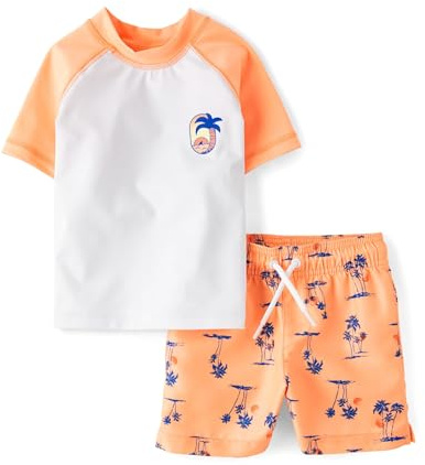 The Children's Place,Baby Boys,and Toddler Swim Trunk and Short Sleeve Rashguard 2-Piece Set,Sunfish,4 Years