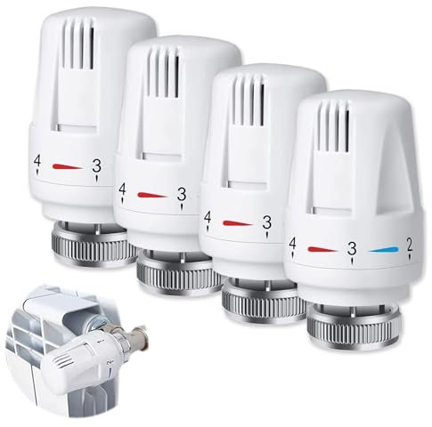 Tkxjry 4 Stück Heizkörperthermostat, M30 X 1,5 Heizkörper Thermostatkopf, Temperaturregelventile Heizkörper, Thermostat-Heizkörperventil, Thermostatkopf Heizkörperventil, für Büro Zuhause