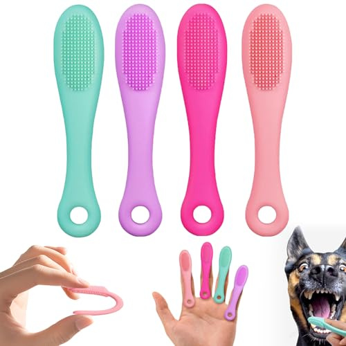 brosse à menton pour animaux de compagnie, 4 Pièces Brosse à dents pour doigt de chat, brosse à dents en silicone pour chiots, Brosse à récurer pour chat pour menton, pour chiots et chats