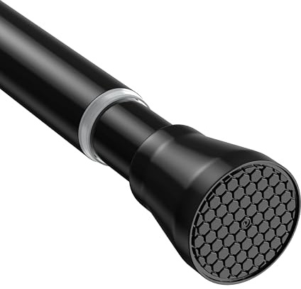 AIZESI Tringle à Rideau télescopique Sans Perçage, Noir - 1 Pièces (Diamètre 22mm, Longueur réglable 41-67cm) pour Salle de Bain, Fenêtre, Penderie