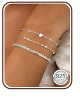 Kakonia 3 st S925 Silver Damarmband Guldpläterade Kedja Armband Silver Armband Set Justerbar Armband Smycken för Kvinnor