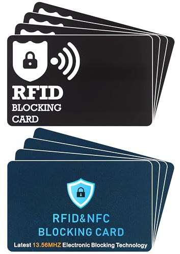 8 Piezas Tarjeta Anti RFID/NFC, Tarjetas de Bloqueo RFID, Protector de Tarjetas de crédito, Bloqueador NFC Delgado para billeteras, Bloqueo de Señal para Tarjetas de Crédito, Débito y Pasaporte