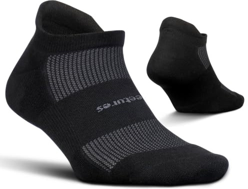 Feetures High Performance Max Cushion Ankle Sock, Black, L, 1 Pair