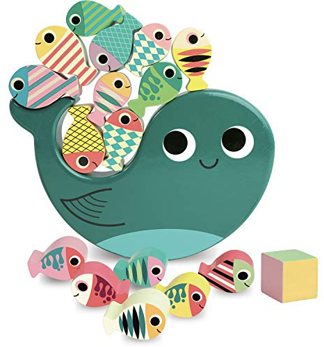 Vilac - Jeu d'Équilibre Whaly Ingela P. Arrhenius - Enfants 1 An+, Moyen | Empilage et coordination œil-main | design coloré et illustré | développe équilibre et motricité | idée cadeau naissance