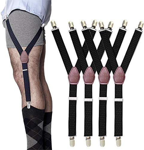 STAY GENT 2 Y stile Giarrettiera Bretelle Uomo con Reggicalze Antiscivolo e Cinturini Regolabili Neri