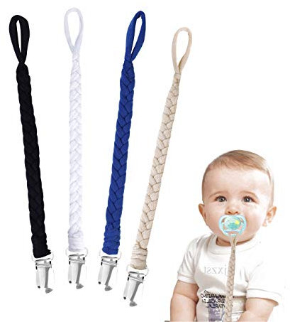 Schnullerkette Baumwolle Schnullerband Baby Schnullerketten für Neugeboren Mädchen und Jungs Lätzchen Dreieckstuch Sauger Schnuller 4 Stücke #2