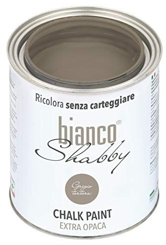bianco Shabby® Chalk Paint Grigio Tortora Peinture à la craie pour meubles et murs, effet vintage, shabby chic, extra mat (1 Litre)