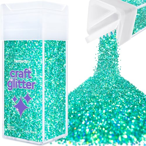 Hemway Craft Glitter Shaker Turquoise Blue Holographic 130g Chunky | for Resin & Epoxy Crafts, Christmas Art Supplies, Nail, Body, Face, Eye, Festival, Crafting, Slime, Sparkle
