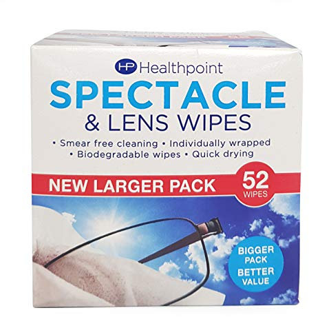 Healthpoint Spectacle & Lens Wipes - Pack of 52 Wipes, 120 g (Pack of 24)