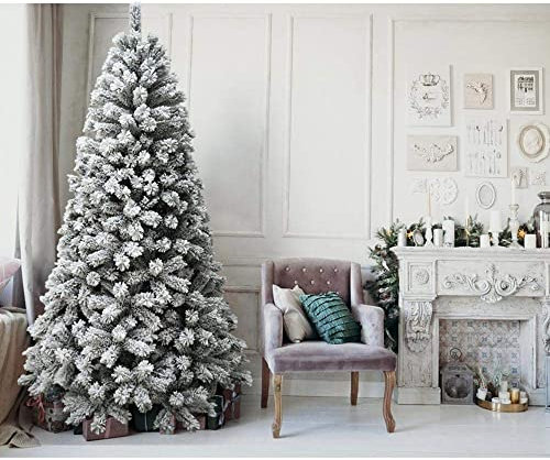 BAKAJI Albero di Natale Royal Super Folto Pino Verde Innevato Base Croce in Ferro Pieghevole Altissima qualità Rami con Neve Facile Montaggio Apertura Ombrello (180 cm)