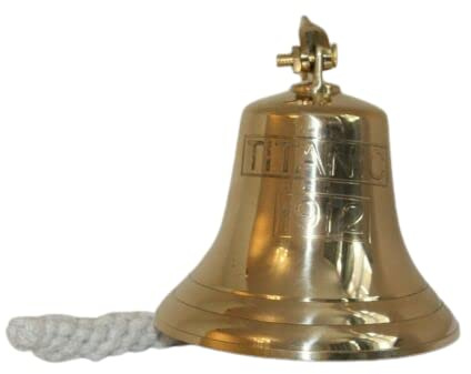 Retro Collections Antique Titanic 8 Brass Bell Wall Mount Bell Nautical décor Boot 1912 Wall Hanging Last Order Bell ~ Ships Bell ~ Wall Hanging Bell Pub ~ School ~ Diner