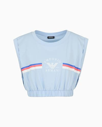 Emporio Armani Top Corto con Fascia Logo Donna Blu XS, Azzurro, XS