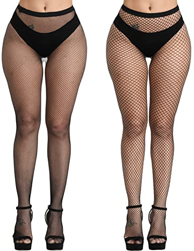 DRESHOW Tights med Hög Midja Fisknätstrumpor Lårhöga Strumpor Strumpbyxor för Kvinnor