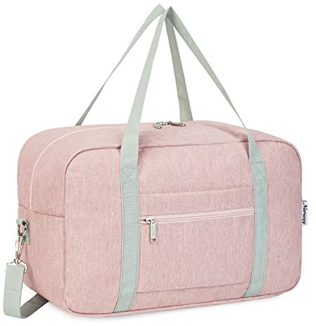 für Ryanair Handgepäck 40x20x25 & Handgepäck Tasche für Flugzeug - Faltbare Reisetasche Damen & Weekender Damen - Handgepäck Koffer 20L (Rosa (mit Schultergurt))