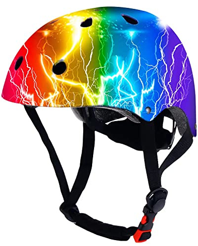 JEEFREE Adjustable Color Gradient Toddler Kids Bike Helmet for 3-5-8-14+Ages Girls Boys.Skateboard Bicycle Toddler Helmet 2-4 Years for Multi-Sports Cycling Scooter Inline Roller Skates Rollerblading