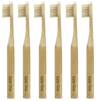 Gaia Guy Spazzolino da denti in bambù con setole naturali per bambini (senza nylon, solo peli di cinghiale), totalmente compostabili e biodegradabili, con setole di cinghiale e bambù, zero rifiuti,