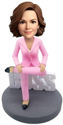 Wackelkopf, Boss-Mädchen in Rot, personalisierbar, individuell, einzigartige, handgefertigte Wackelkopf-Figur, Actionfigur basierend auf Ihrem Foto