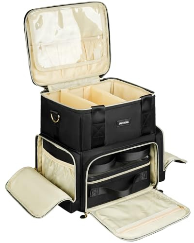 Trousse de Maquillage Extra Large avec 3 Étuis Amovibles, Malette de Maquillage de Voyage Double Couche avec Séparateurs Amovibles, Noir