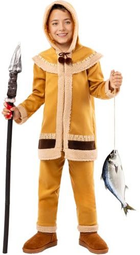 Funidelia | Costume desquimau pour garçon Pays, Cultures, Originaux et Drôle, le Monde - Déguisement pour enfant et accessoires pour Halloween, carnaval et fêtes. - Taille 3-4 ans - Marron