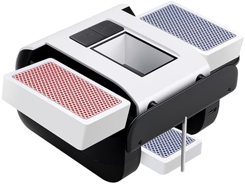 Richwon Automatic Card Shuffler, Rechargeable 1-2 Deck Card Dealer Machine, Low Noise Electric Casino Shuffler for UNO, Blackjack, Texas Hold'em, Home Card Games