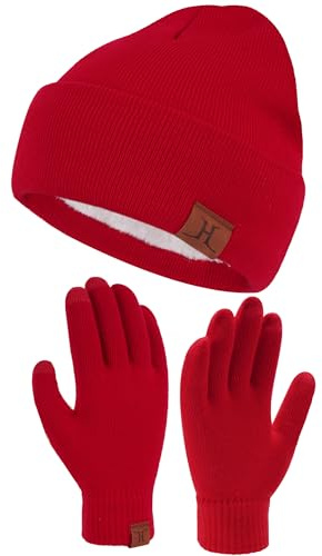 Bequemer Laden Gorro Termico Guantes Tactiles Conjunto para Hombre Mujer