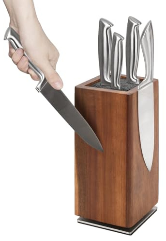 360°Rotation Knife Holder-Wood Knife Block-Universal Knife Holders-Kitchen Knife Holder-for Storage of Kitchen Knives