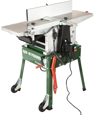 QD-KYOHO PT260A Hobelmaschine, Abricht- & Dickenhobelmaschine, 2200 W, 260 mm Hobelbreite, 160 mm Durchlasshöhe, 6500 U/min, 3 mm Spanabnahme, Abrichtanschlag, kompakt & mobil