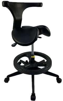 Taburete con Silla de Montar con Ruedas, Giratorio Ajustable, Silla ergonómica, Capacidad de Peso de 440 Libras, Adecuado for peluqueros, Salones y Tiendas de Tatuajes