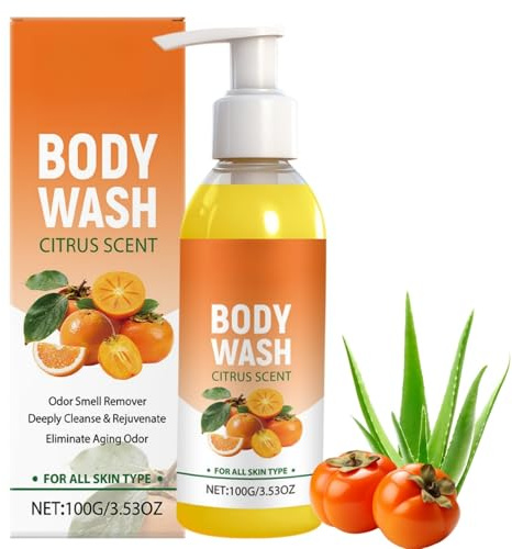 Kaki Fruit Refreshing Hydrating Shower Gel,Kaki Fruit Body Wash for Men & Women,Gentle Daily Body Cleanser Infused with Shea Butter & Tea Tree Oil, Moisturizing Wash Suitable for All Skin Types