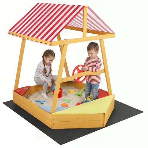 HOMASIS Arenero Infantil con Techo para Niños 18+ Meses