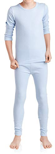 MT Ensemble de sous-vêtements de ski et thermiques pour enfants - Sous-vêtements d’hiver pour garçons et filles, bleu glace, 122-128
