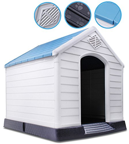 MEDIUM/LARGE OUTDOOR INDOOR GARDEN PET STRONG DOG ANIMAL SHELTER PLASTIC KENNEL HOUSE (LARGE)
