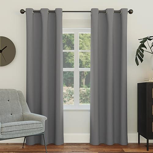 Sun Zero Easton Energy Saving Blackout Grommet Curtain Panel, 40 x 95, Gray