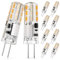 DiCUNO G4 LED Warmweiß Birnen, 12V 1,2W ersetzt 10W Halogenlampe, 3000K, 120lm Energiesparlampe, G4 mini LED Leuchtmittel, Flimmerfrei, Nicht dimmbar, 10er Pack