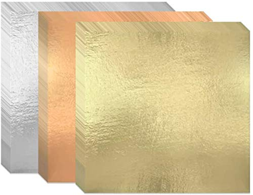 YKKJ bladguld blad koppar blad silver, imitation guldblad dekoration, för konst och hantverk konstprojekt möbler målning vägg gör-det-själv. (300 ark 3 färger bladguld