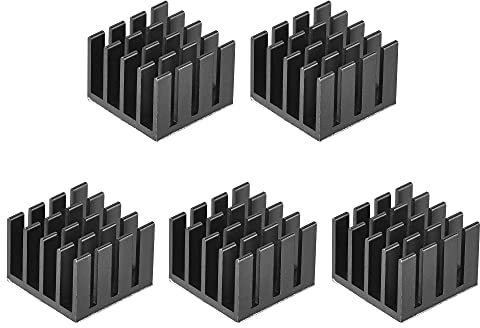 sourcing map 5 Stück Thermische Selbstklebende Aluminium Kühlkörper Elektrische Heizkörper 14x14x10mm Schwarz