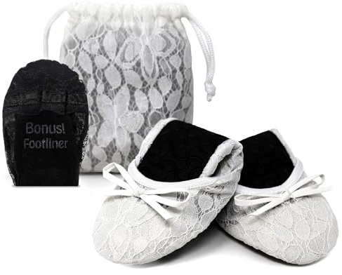 Lace Foldable flats for Women, Comfortable Ballet Shoes for Wedding &Bride