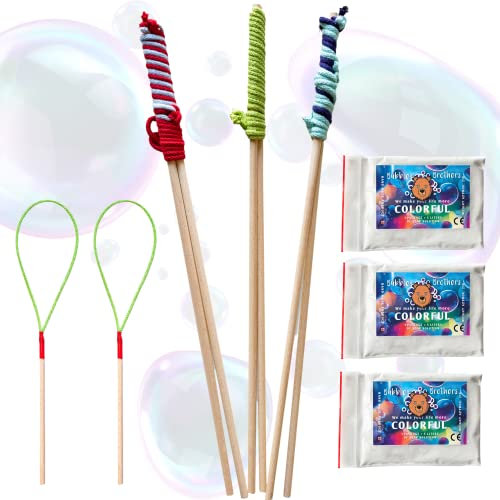 Bubble Brothers Giant Bubble Kit for Kids 5 Bubble Wand and 15 Liters Bubble Mixture Kids Garden Toys with Bubble Solution and 5 Bubble Makers wooden Outdoor Toys Big Bubble Set with Bubble Liquid