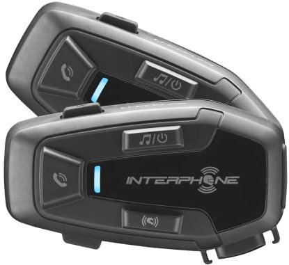 INTERPHONE U-Com 7R - Doppio - Interfono Moto Bluetooth 5.2 Rimovibile e Batteria Integrata 15 ore Autonomia, 4 Moto 1 Km, Compatibile TFT e GPS, Impermeabile, Speaker 32mm, per tutti i Caschi