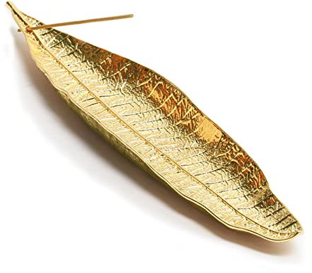 Soporte para varillas de incienso de aleación de zinc de 20,8 cm, quemador de incienso, para usar en casa, oficina, yoga, meditación (dorado)