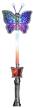 PNJB, Butterfly Wand Light-Up Multi-Function, 40 cm – Silver, Princess Wand, Butterfly Wands for Girls, Princess Wands Fairy Wand for Children Christmas
