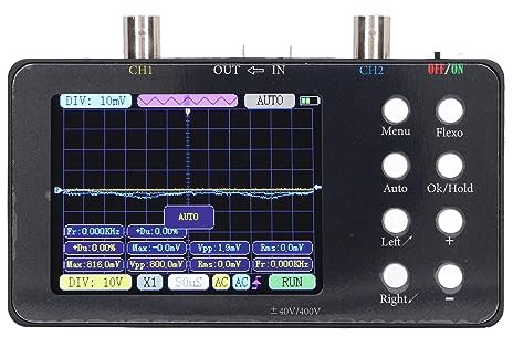 Oscilloscope Numérique Générateur de Signal Portable à 2 Canaux Bande Passante de 2 MHz Taux D'échantillonnage de 50 M Écran rétroéclairé LCD de 3,2 Pouces avec Oscilloscope et 2