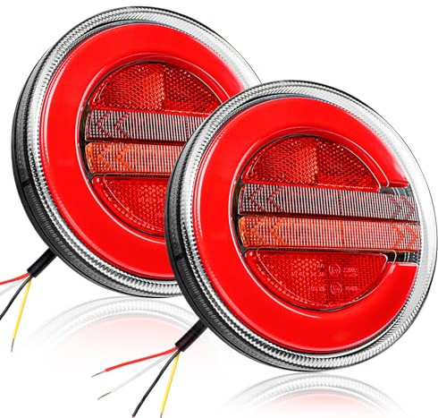 Yinaolan 2Pcs LED luci posteriori rimorchio, 12/24V impermeabile LED fanale posteriore stop freno luce di svolta indicatore di direzione per caravan furgone barca camper camion camion trattore E-mark