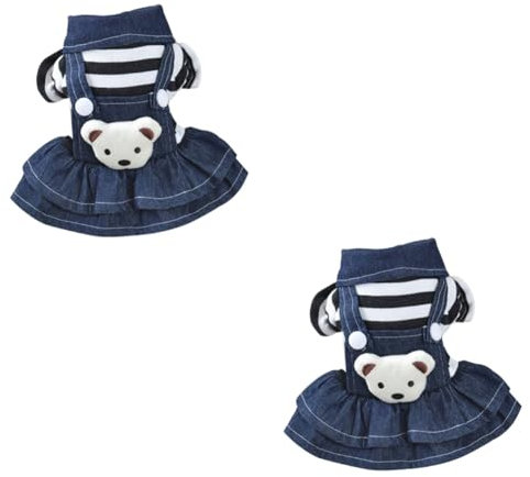 Beavorty 2stücke Für Kleine Hunde Denim Strap Bear Dress Für Geeignet Für Alltag Fotografie Und Atmungsaktiv Und XL